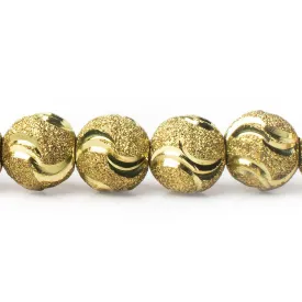 10mm Brass Diamond Cut Double Wave Round Beads, 8 inch