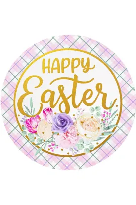 12" Metal Sign: Foil Happy Easter