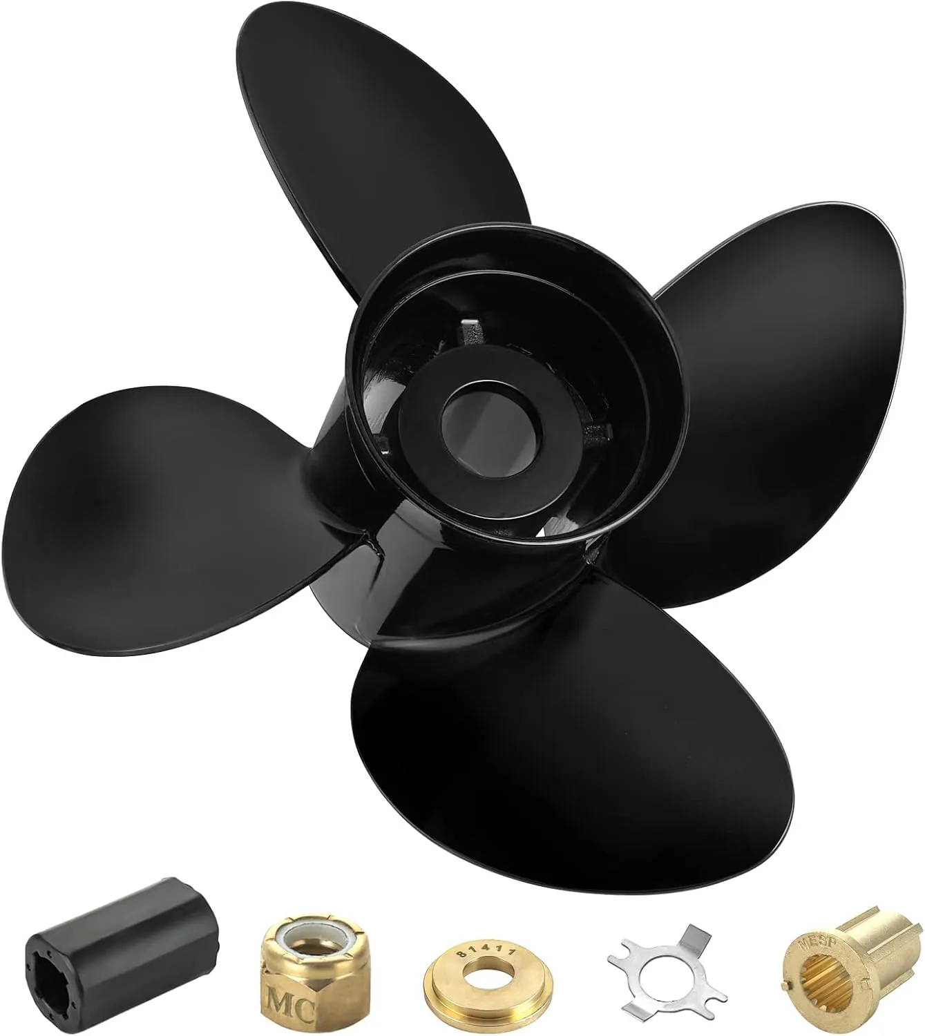 14X17 OEM 48-8M0084494 Upgrade Aluminum Outboard Propeller fit Mercury Engines 90CT-400HP MERCRUISER Alpha ONE, 4 Blades 15 Spline Tooth,RH