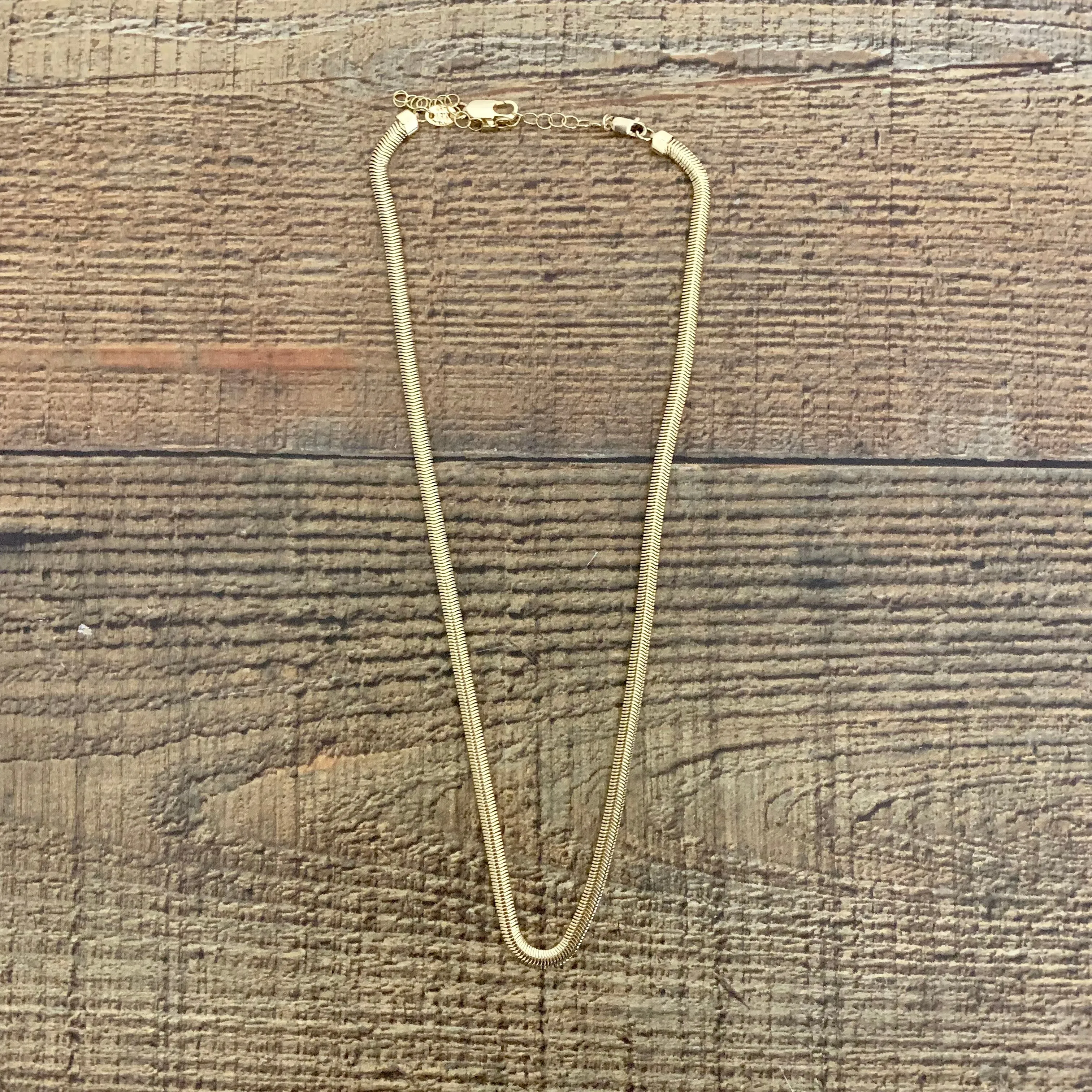 18K Gold Plated Snake Chain Choker Necklace With Extender