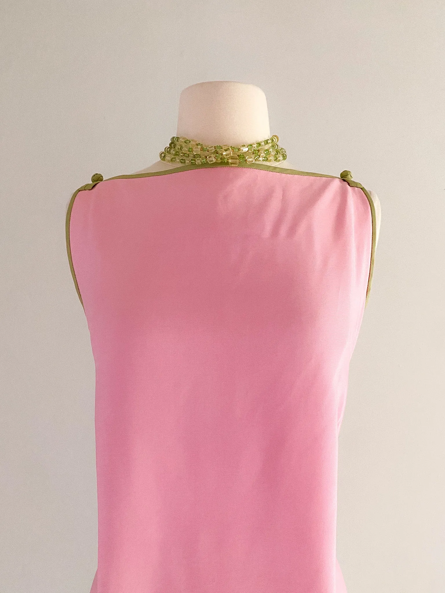 1960's Sandpiper by Tori Richards Baby Pink and Green Shift Dress / SM