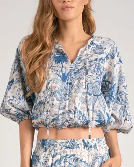 2024 Elan Floral 3/4 Puff Sleeve Top - Vp11219