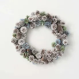20" Flocked Pinecone Wreath