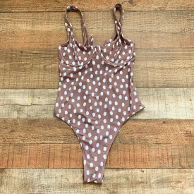 Abercrombie & Fitch Brown Polka Dot Back Cut Out One Piece- Size S