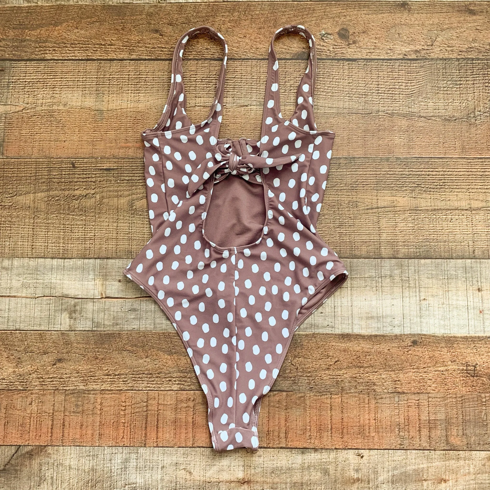 Abercrombie & Fitch Brown Polka Dot Back Cut Out One Piece- Size S