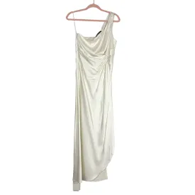 Abercrombie & Fitch Off White Satin One Shoulder Side Slit Dress NWT- Size M Petite