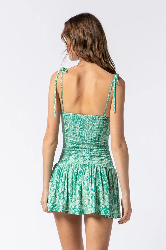 Affinity Smocked Mini Dress - Mint Green