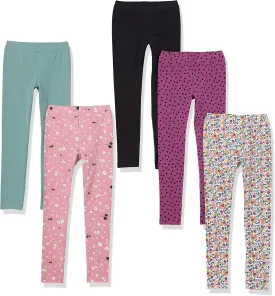 Amazon Essentials Girls and Toddlers' Leggings, Multipacks