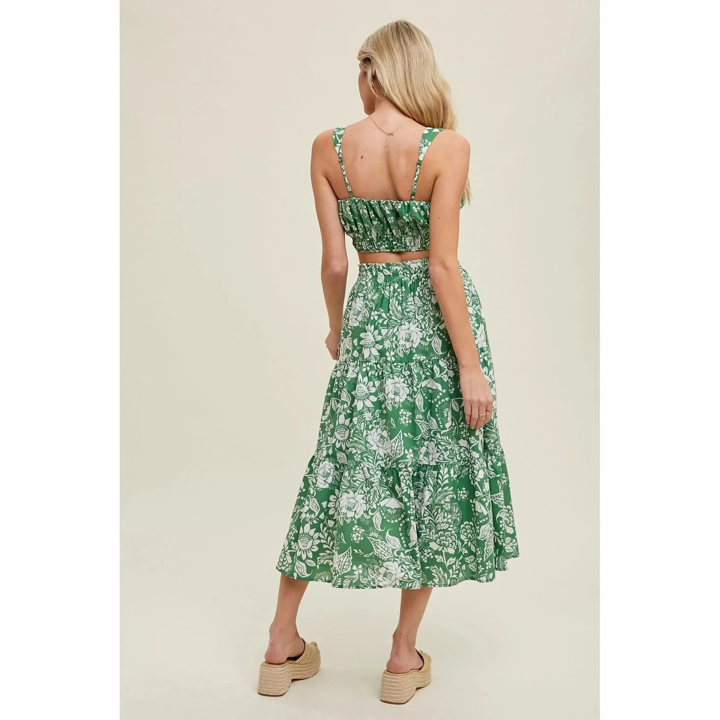Amy Floral Crop Tank and Skirt Set