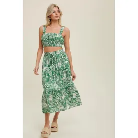 Amy Floral Crop Tank and Skirt Set
