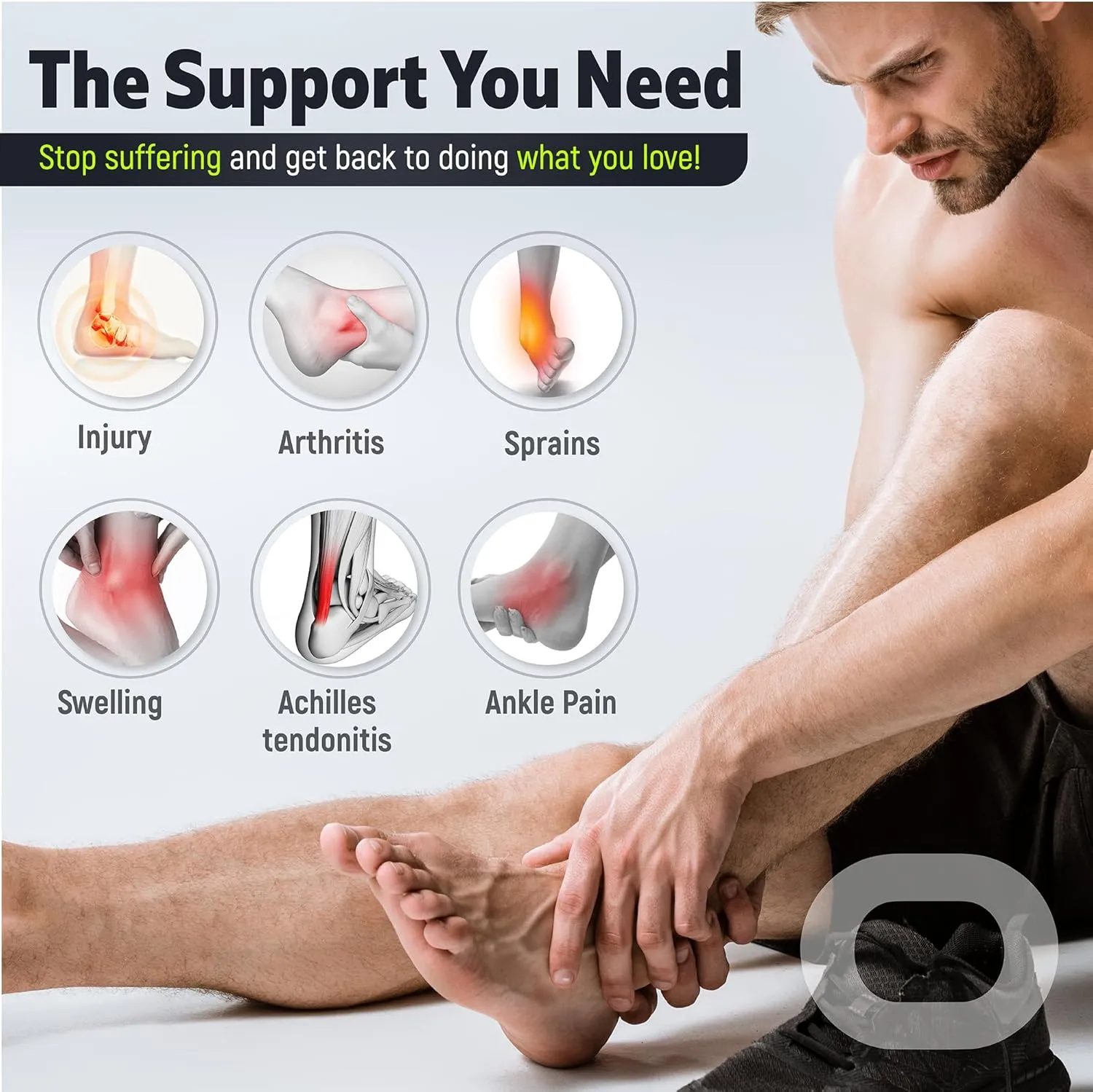 Ankle Brace Compression Support Sleeve (1 Pair) - BEST Ankle Compression Socks for Plantar Fasciitis, Arch Support, Foot & Ankle Swelling, Achilles Tendon, Joint Pain, Injury Recovery, Heel Spurs