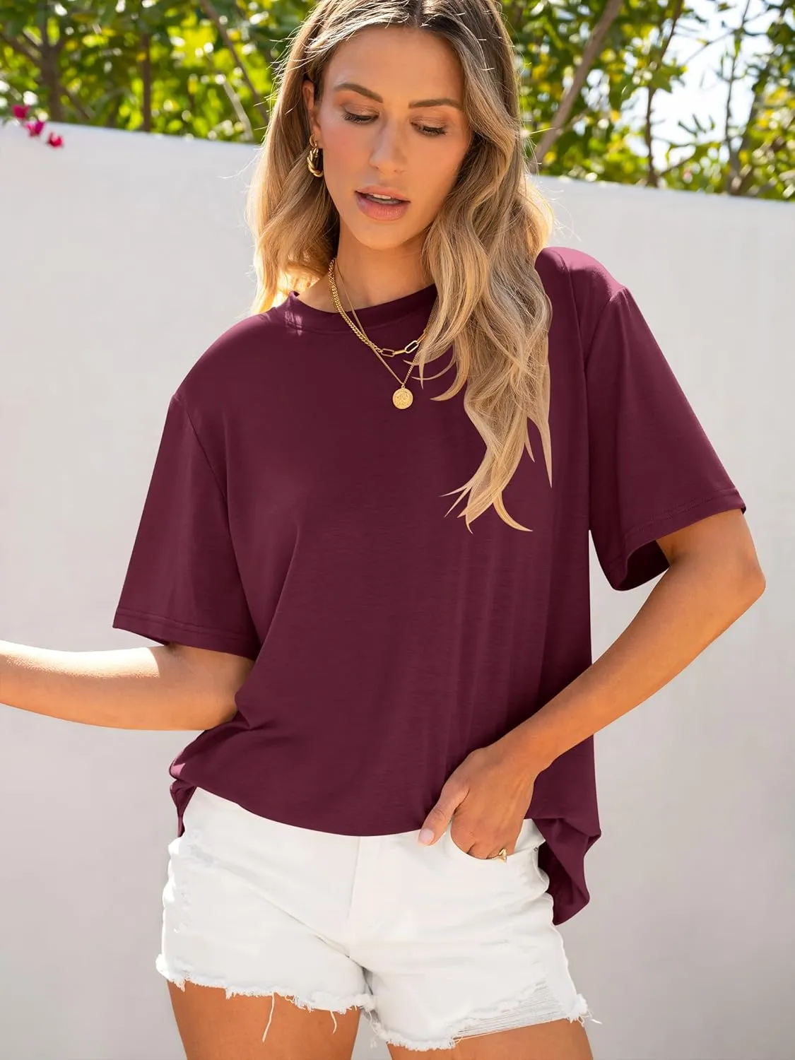 ANRABESS Womens Oversized T Shirts Short Sleeve Crewneck Tops Casual Loose Basic Tee Shirts 2025 Summer Trendy Outfits