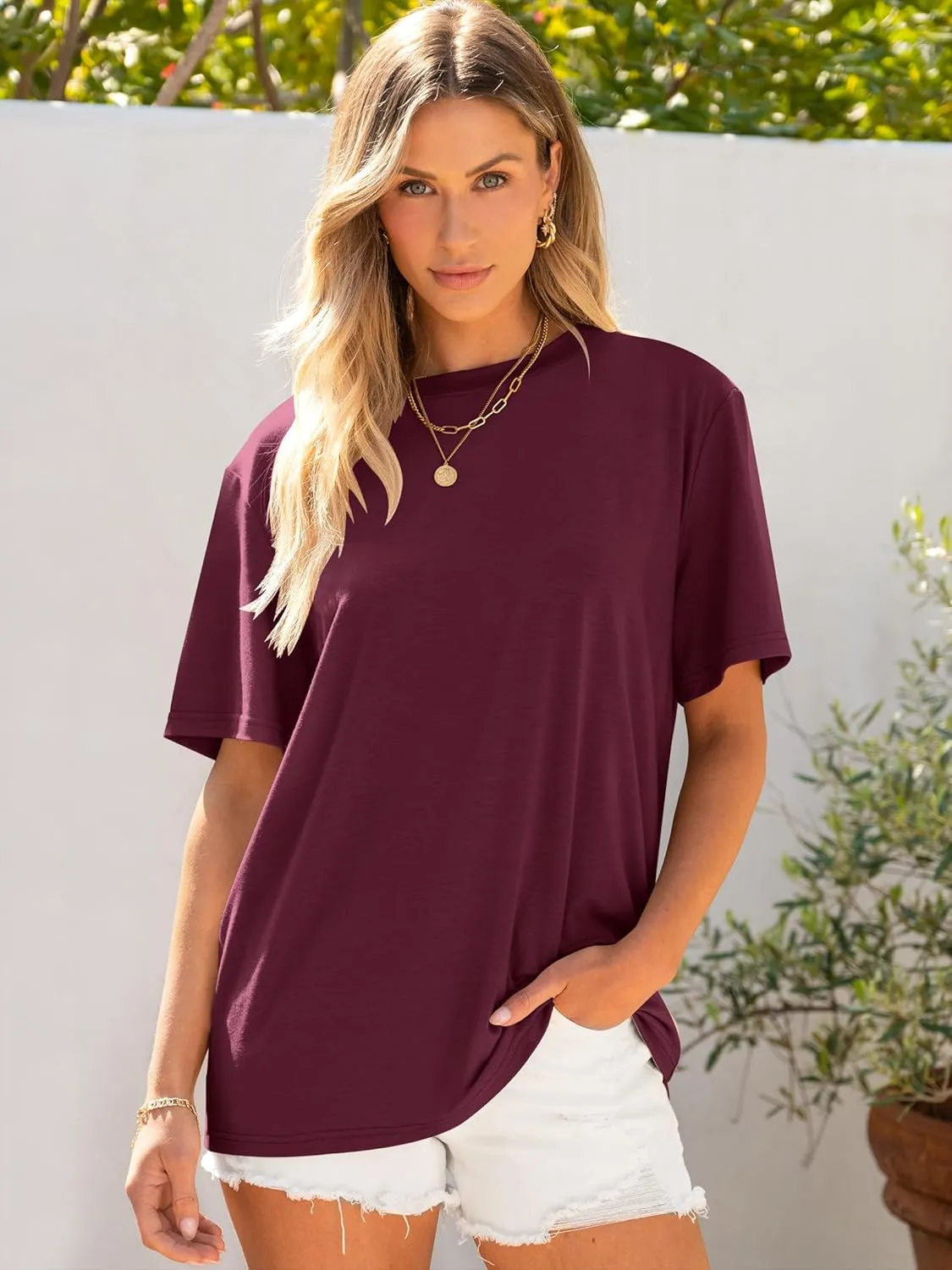 ANRABESS Womens Oversized T Shirts Short Sleeve Crewneck Tops Casual Loose Basic Tee Shirts 2025 Summer Trendy Outfits