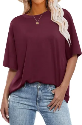 ANRABESS Womens Oversized T Shirts Short Sleeve Crewneck Tops Casual Loose Basic Tee Shirts 2025 Summer Trendy Outfits