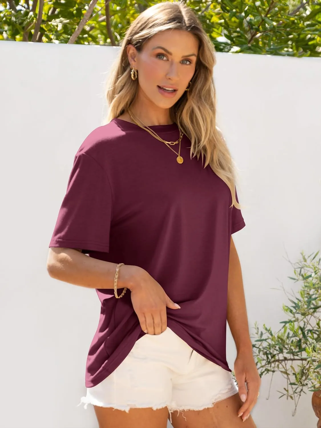 ANRABESS Womens Oversized T Shirts Short Sleeve Crewneck Tops Casual Loose Basic Tee Shirts 2025 Summer Trendy Outfits