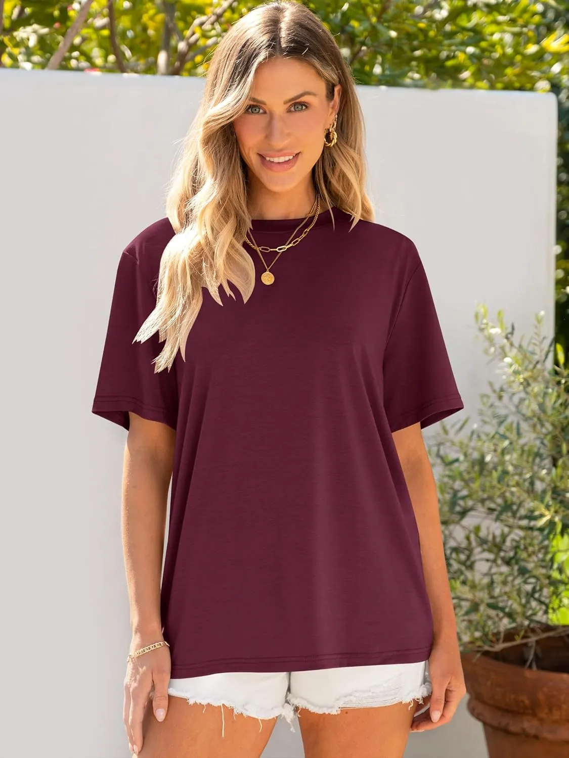 ANRABESS Womens Oversized T Shirts Short Sleeve Crewneck Tops Casual Loose Basic Tee Shirts 2025 Summer Trendy Outfits