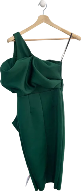 ASOS Design Green One Shoulder Ruffle Dress UK 10