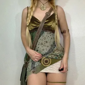 Asymmetrical Printing Summer Camis Tops Lace Patched Grunge Fairycore Vintage Crop Top Female Backless Tie Up Outfits