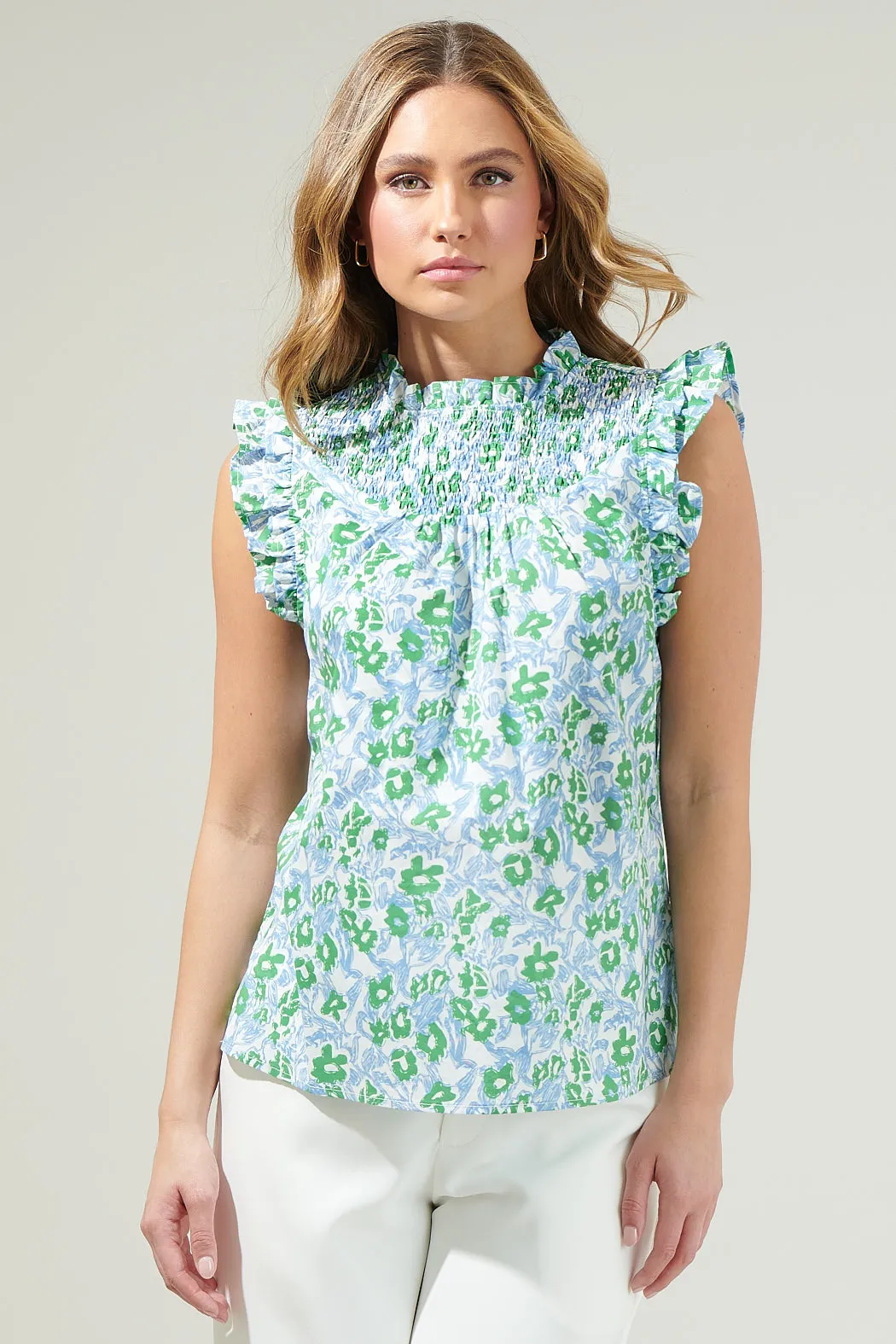 Ayana Floral Ruffle Smocked Top
