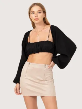 Balloon Sleeve Bolero Set | Black