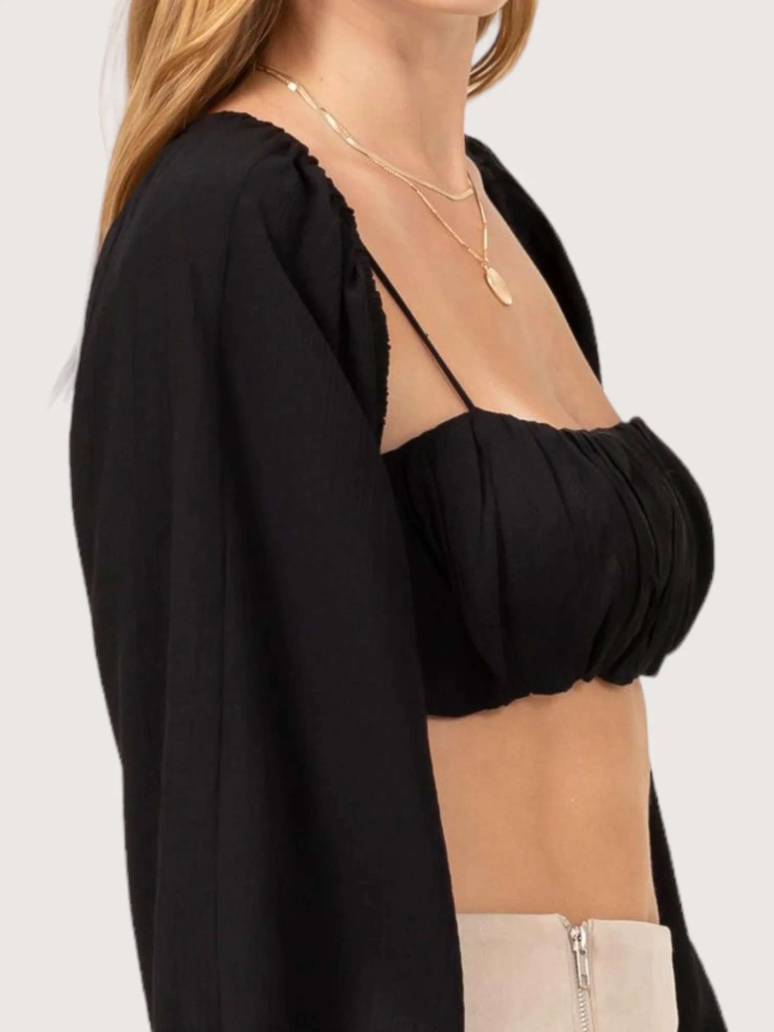 Balloon Sleeve Bolero Set | Black