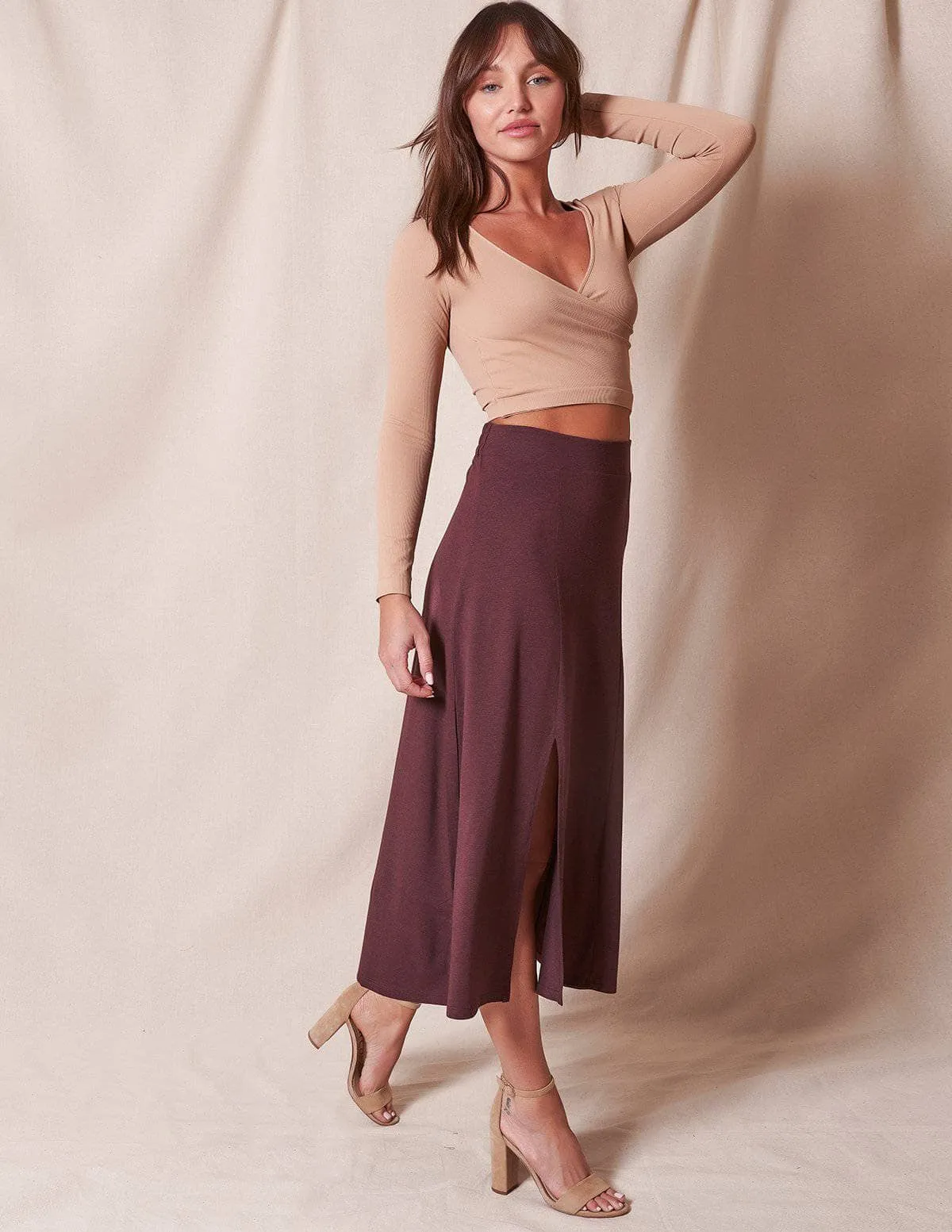 Bamboo / Organic Cotton Slit Skirt - XL Only