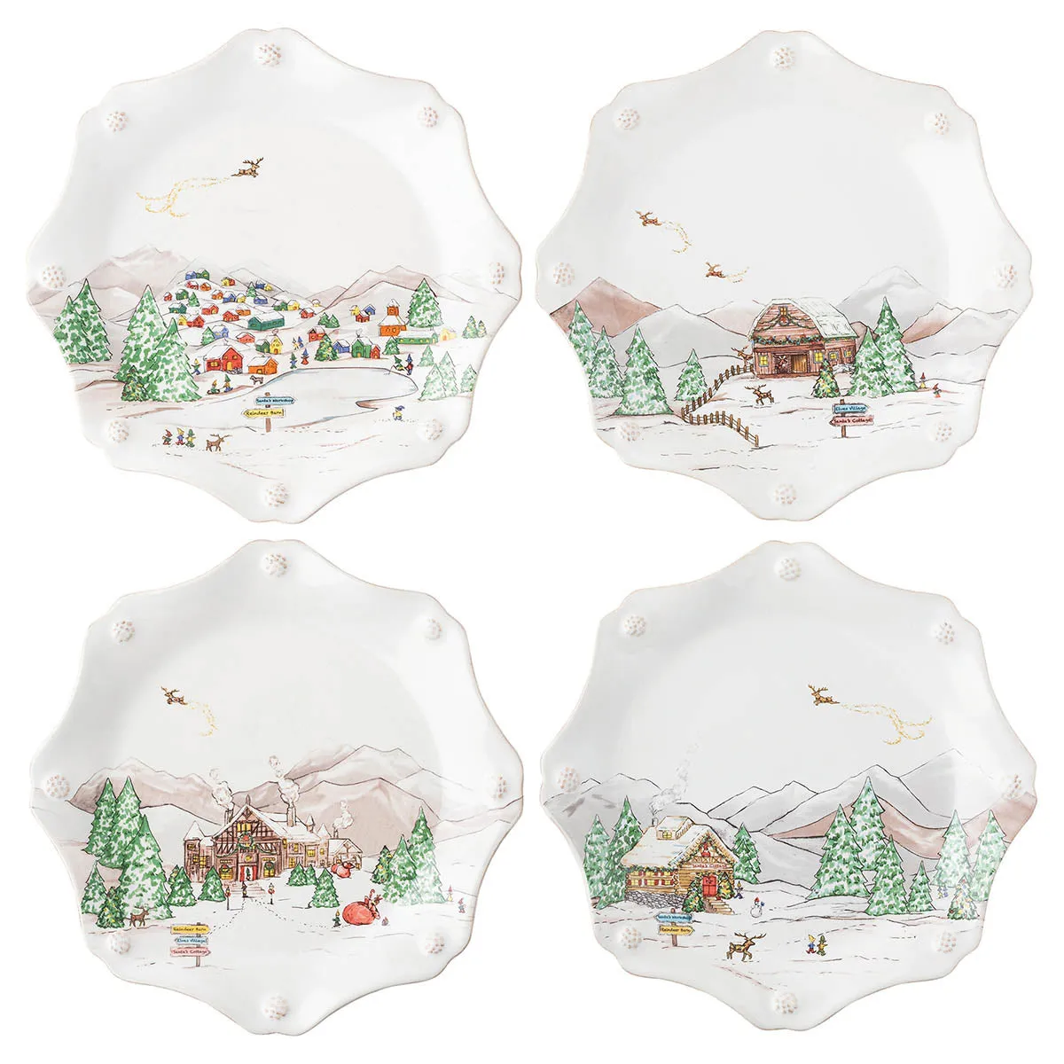 Berry & Thread North Pole Dessert/Salad Plate Assorted Set/4