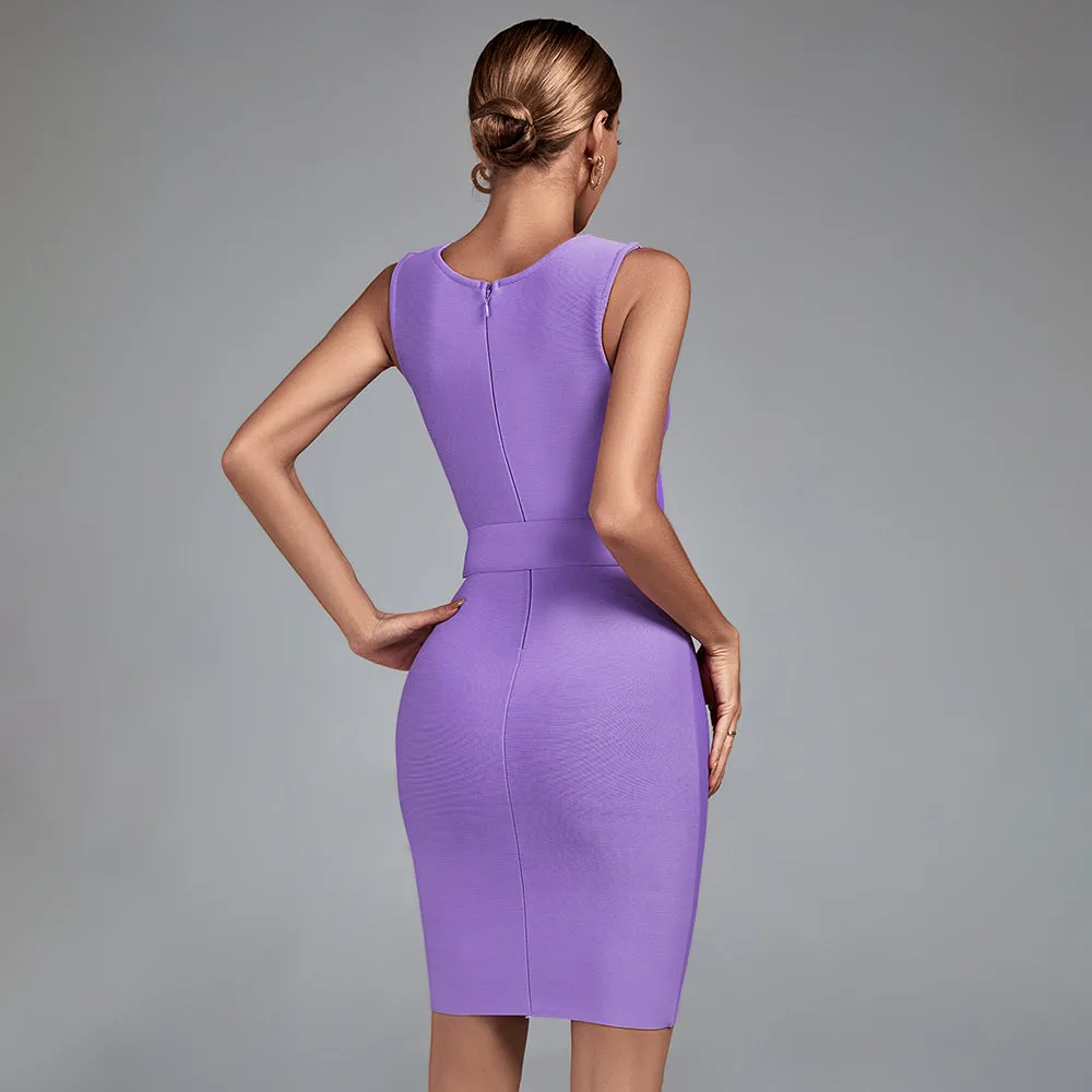 BIEL Round Neck Sleeveless With Belt Bandage Dress