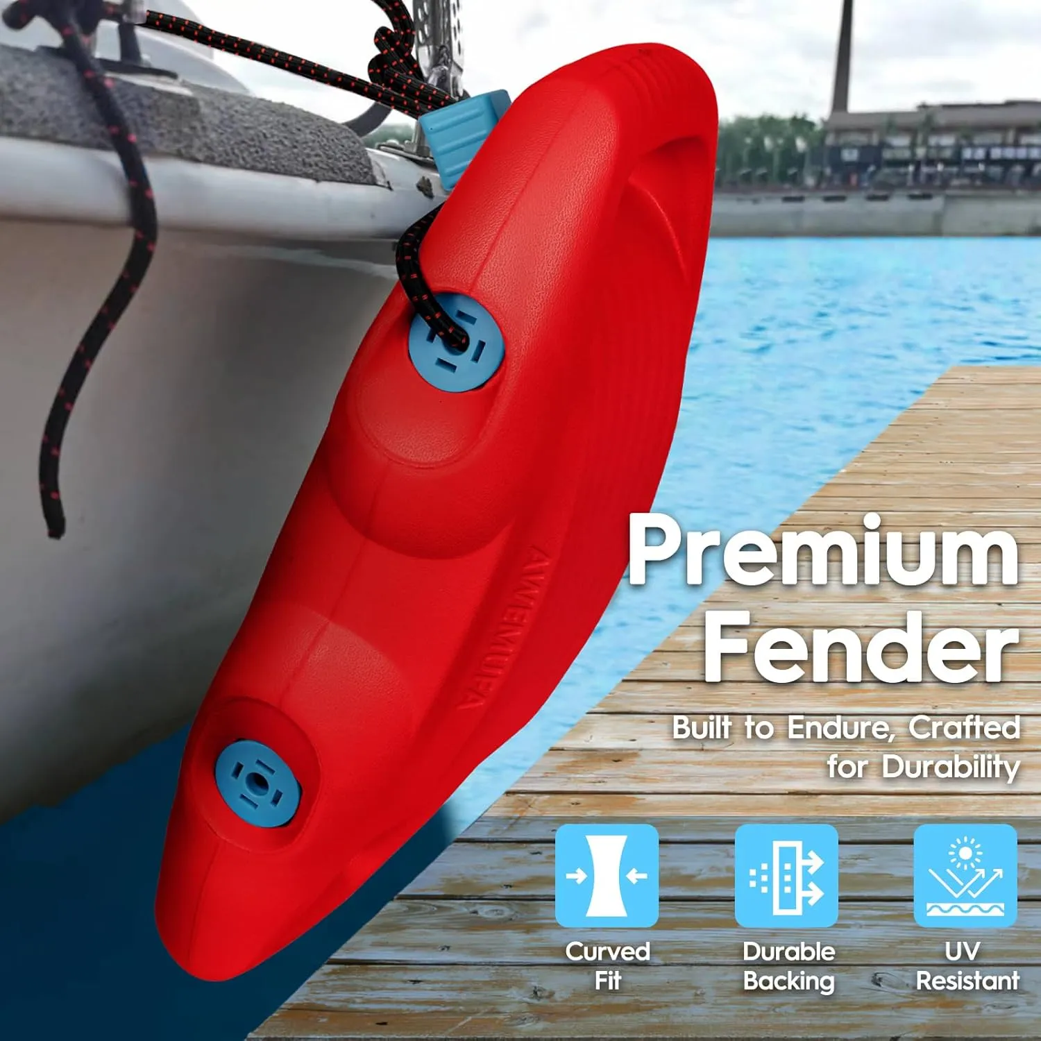 Boat Fenders Easy to Install Bumper for Docking Ideal Fender for Pontoon, Bass, Jet Ski and Fishing Boats