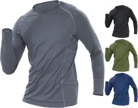 BOOMCOOL 3 Pack Long Sleeve Compression Shirts for Men Workout Clothes Gym T Shirt for Rash Guard Sports Undershirt
