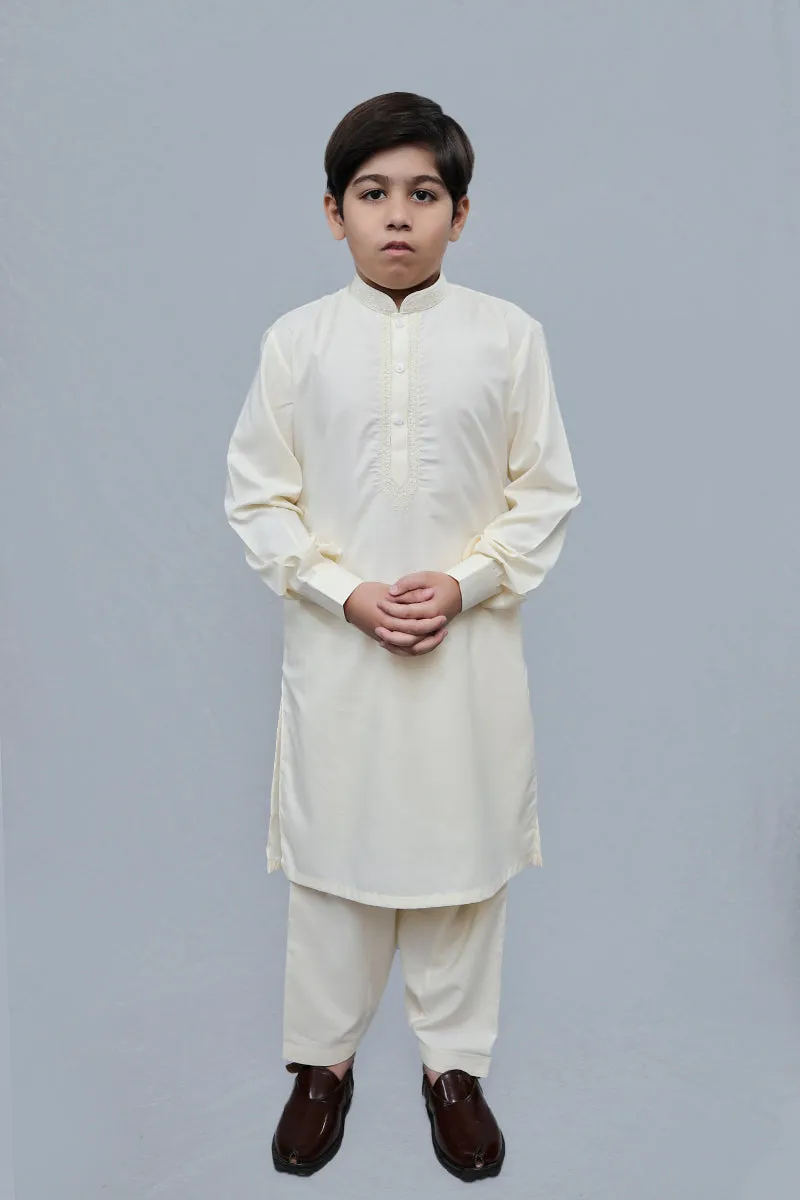 Boys Wash n Wear Kameez Shalwar Cream