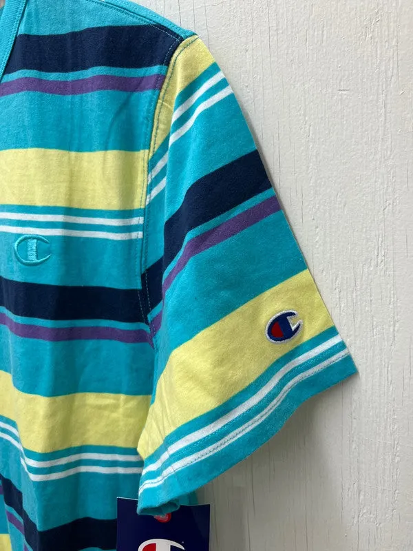 Champion Men's Classic AOP T-Shirt Fresh Stripe Sunb Blue Multi T8754P 407D55 APLJ