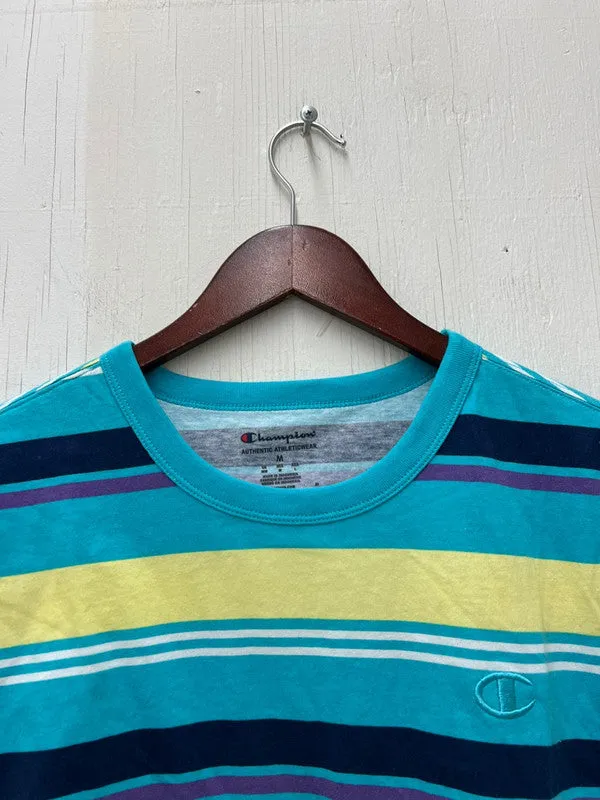 Champion Men's Classic AOP T-Shirt Fresh Stripe Sunb Blue Multi T8754P 407D55 APLJ