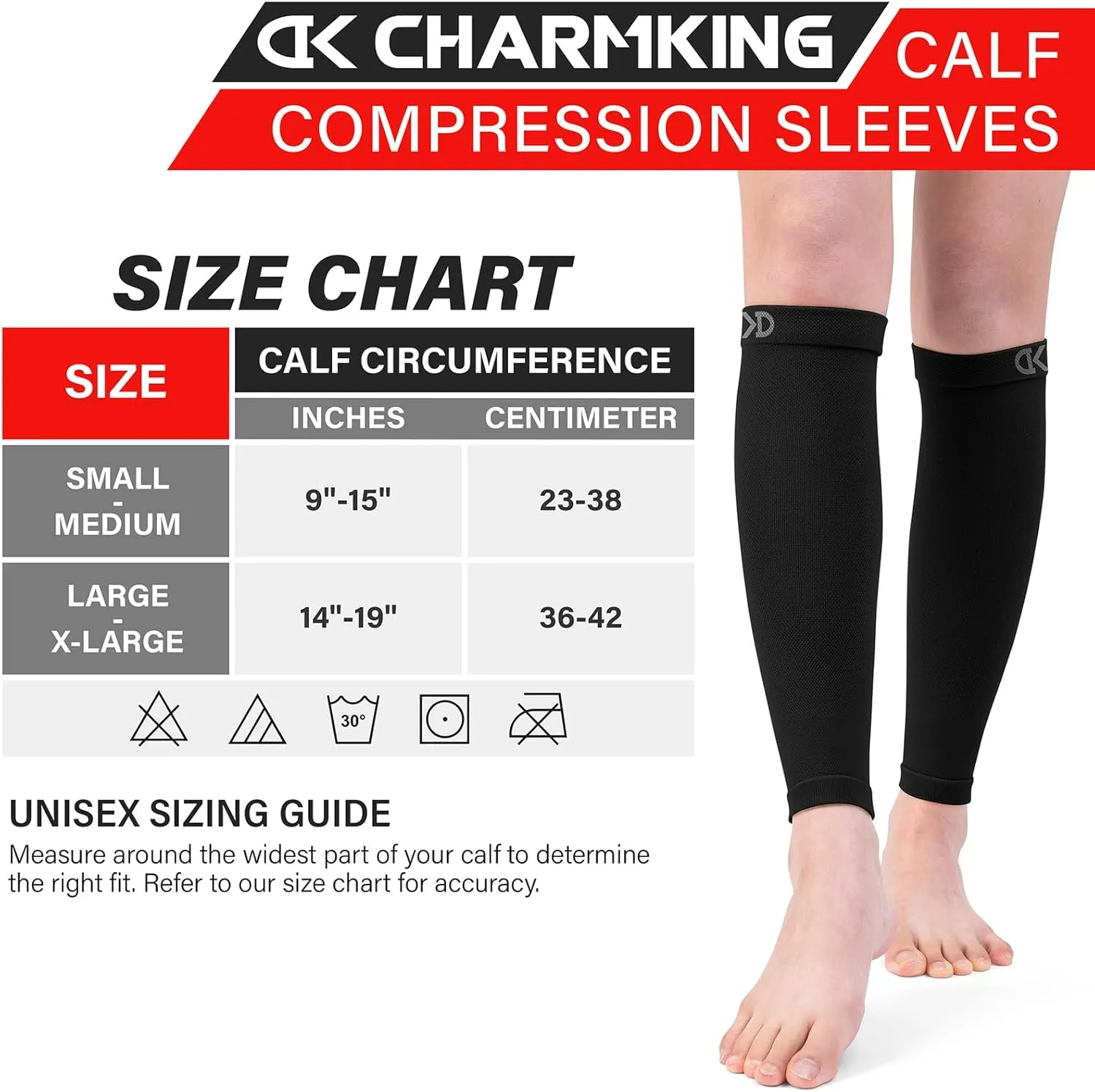 CHARMKING Calf Compression Sleeve for Women & Men Circulation (3 Pairs) 15-20 mmHg is Best Support for Running Cycling