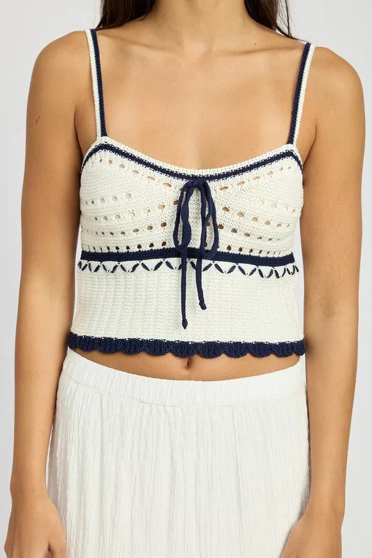 Contrast Crochet Crop