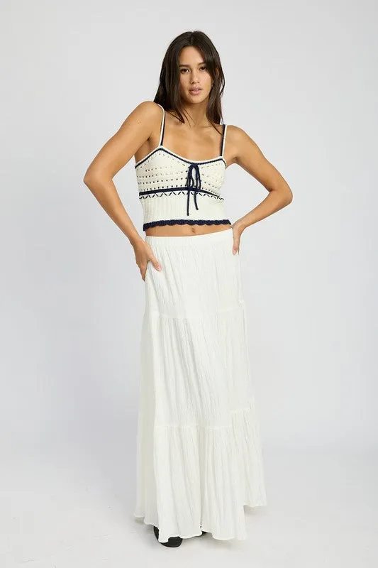 Contrast Crochet Crop
