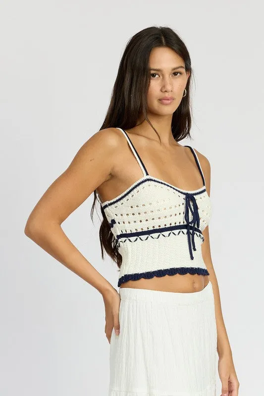Contrast Crochet Crop