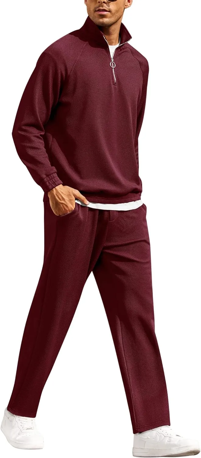COOFANDY Men's Tracksuit 2 Piece Relaxed Fit Half-zip Sweatsuits Athletic Running Jogging Suit Sets