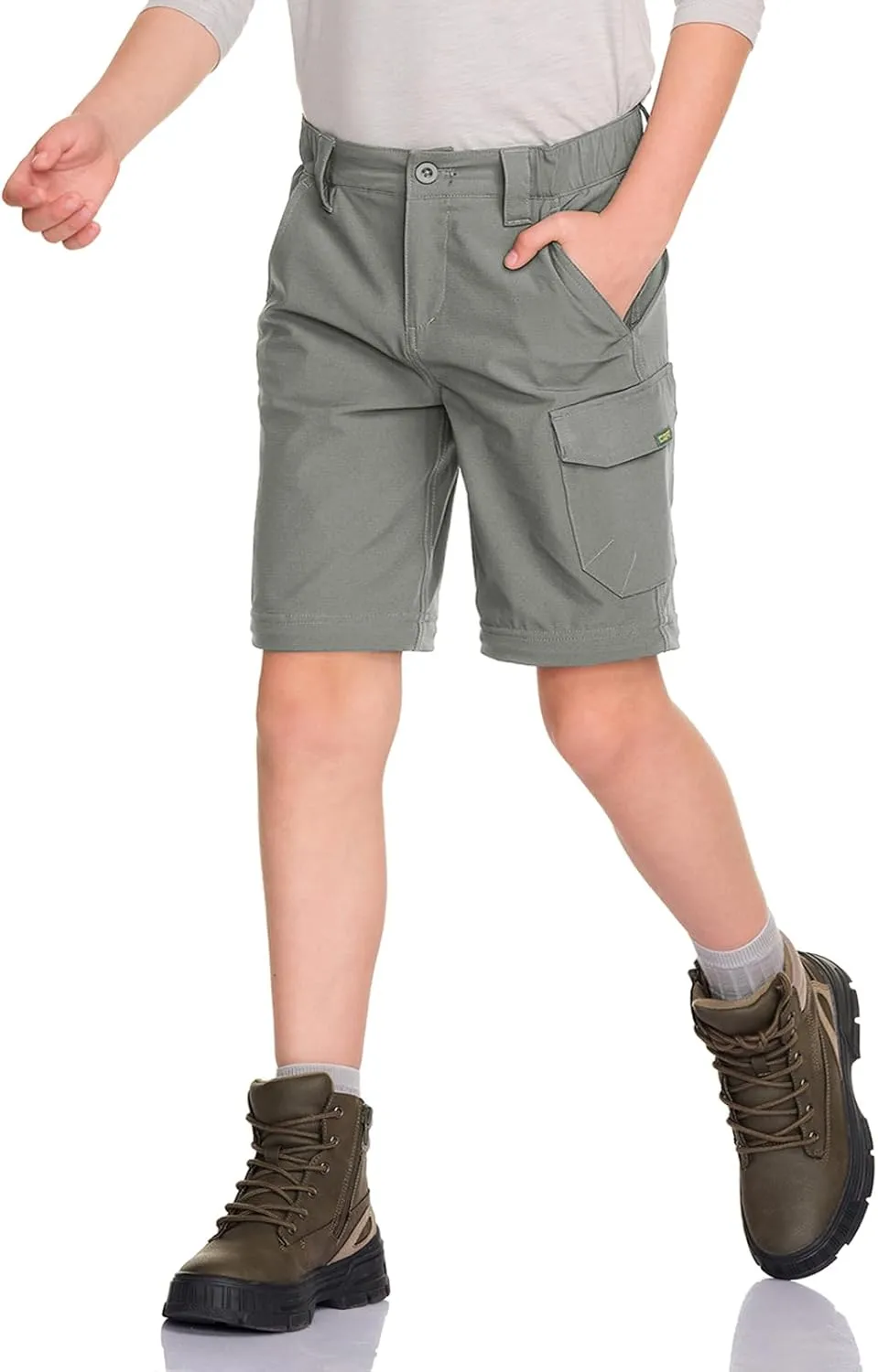 CQR Kids Youth Hiking Cargo Pants, UPF 50  Quick Dry Convertible Zip Off Pants, Outdoor Camping Pants