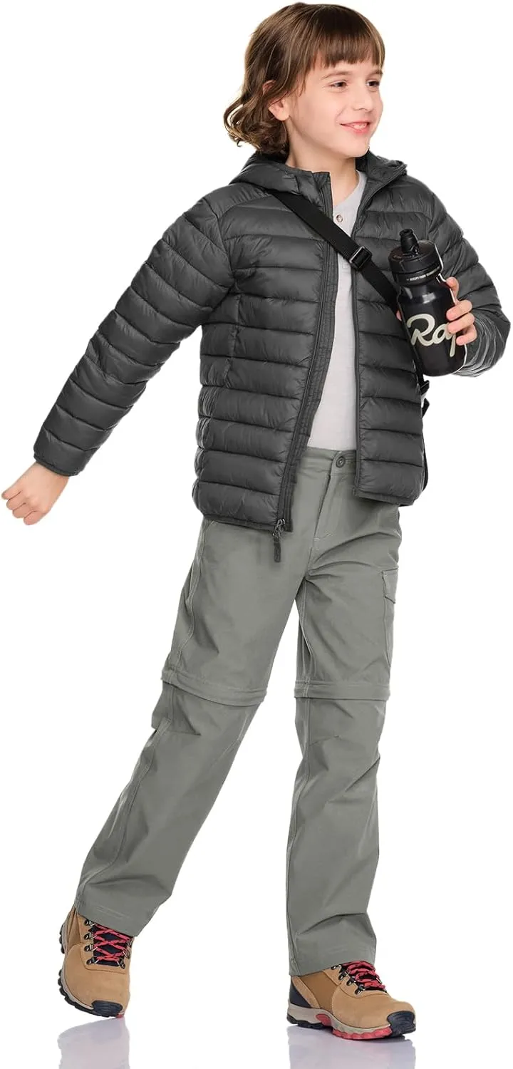 CQR Kids Youth Hiking Cargo Pants, UPF 50  Quick Dry Convertible Zip Off Pants, Outdoor Camping Pants