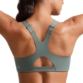 CRZ YOGA Butterlift Womens Racerback Padded Sports Bras - Medium Impact Scoop Neck Adjustable Straps Gym Workout Top