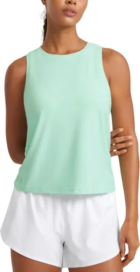 CRZ YOGA Cloudweight Crew Neck Workout Tanks Lightweight Athletic Gym Tops for Women Soft Basic Running Sleeveless Shirts