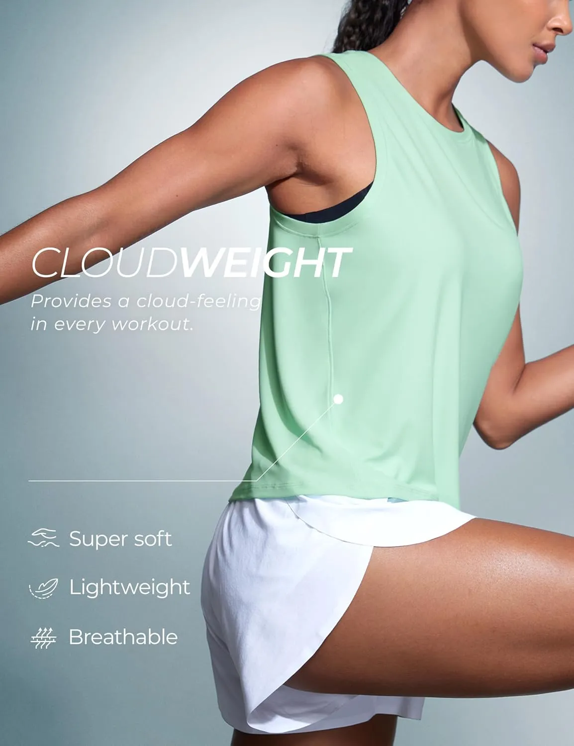 CRZ YOGA Cloudweight Crew Neck Workout Tanks Lightweight Athletic Gym Tops for Women Soft Basic Running Sleeveless Shirts