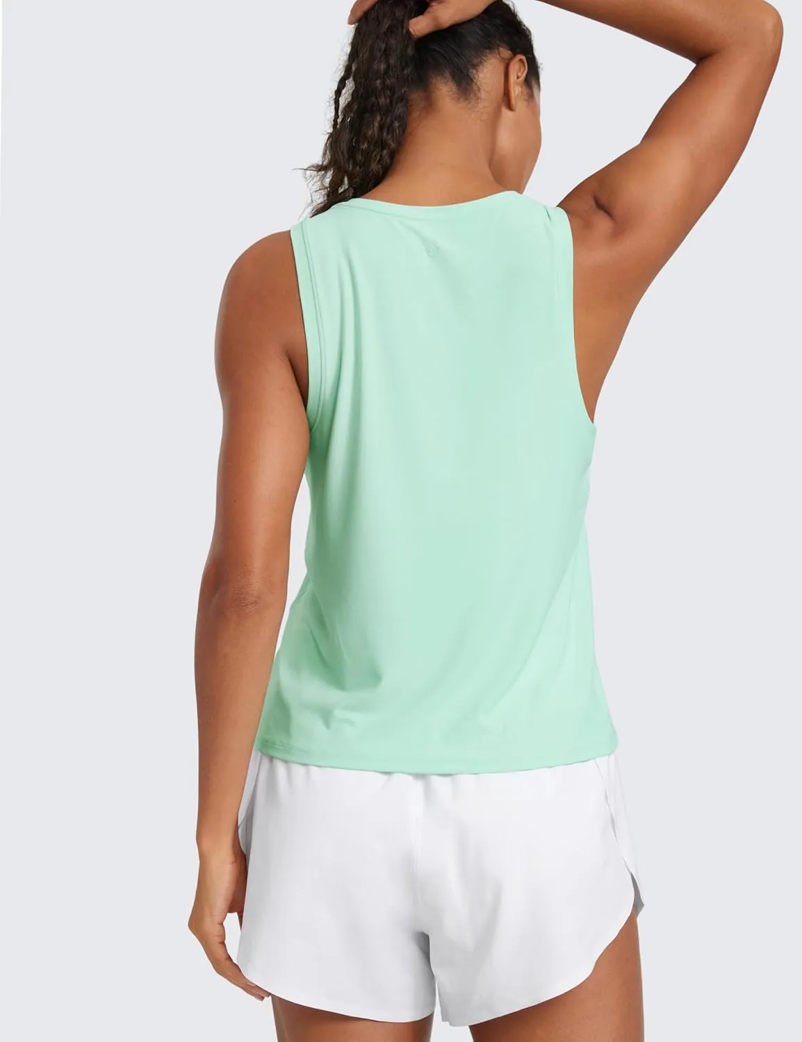 CRZ YOGA Cloudweight Crew Neck Workout Tanks Lightweight Athletic Gym Tops for Women Soft Basic Running Sleeveless Shirts