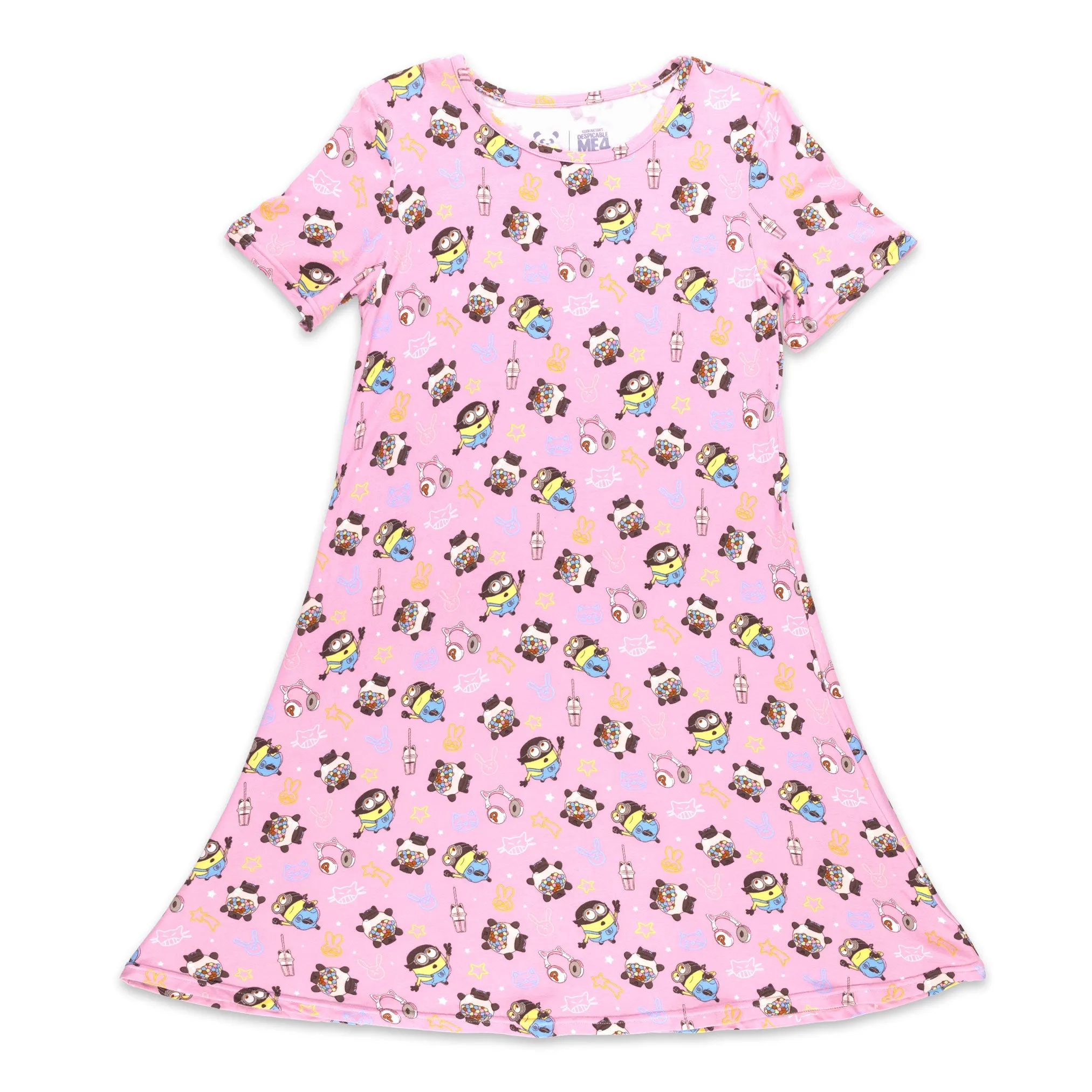 Despicable Me 4: Minions Always Popping Bamboo Girls' Short Sleeve Dress