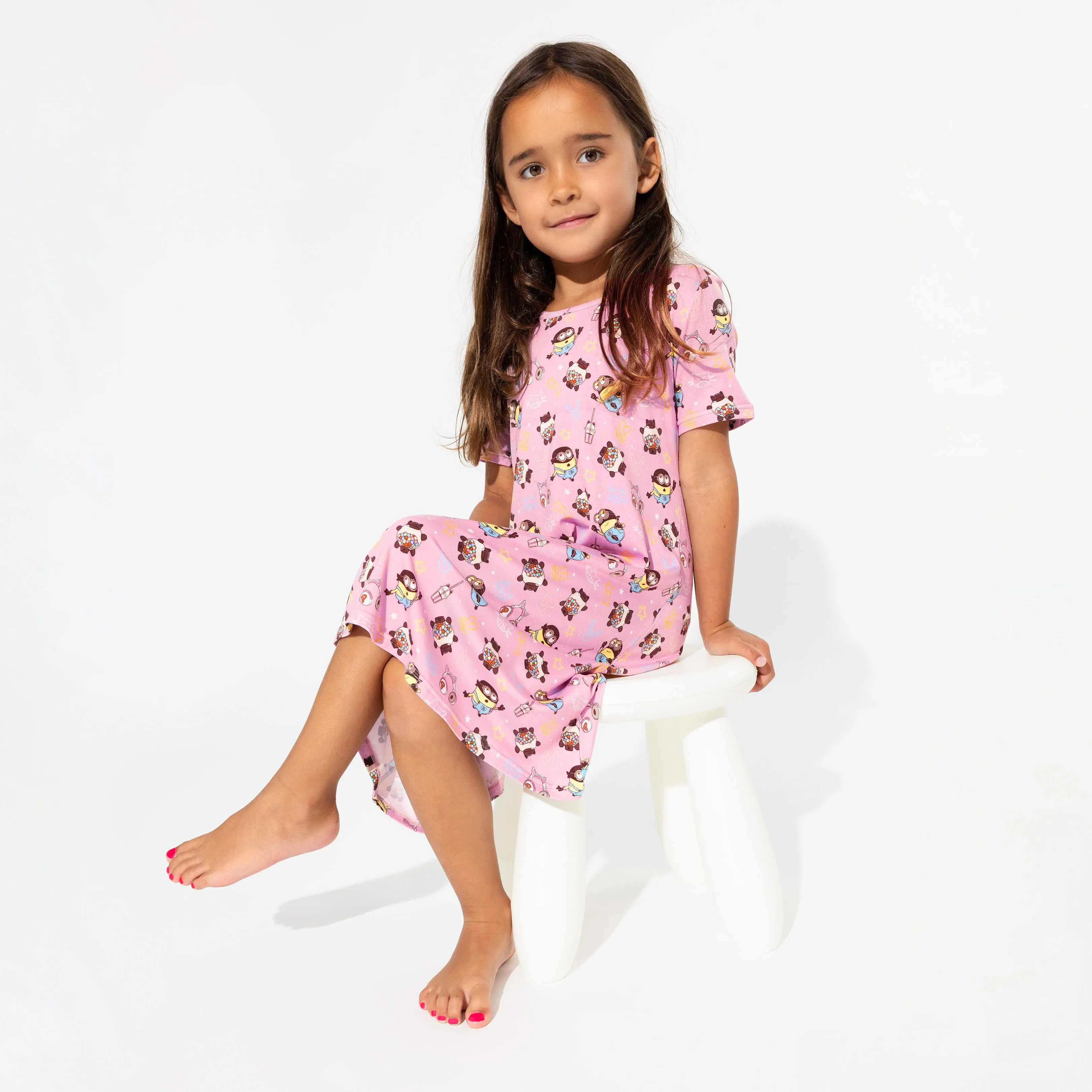 Despicable Me 4: Minions Always Popping Bamboo Girls' Short Sleeve Dress