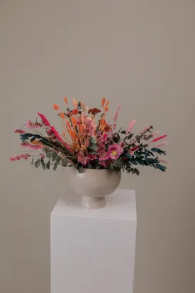 Dried Flowers Pink & Orange Shades With Preserved Eucalyptus Loose Flowers Centerpiece and Vase Arrangement