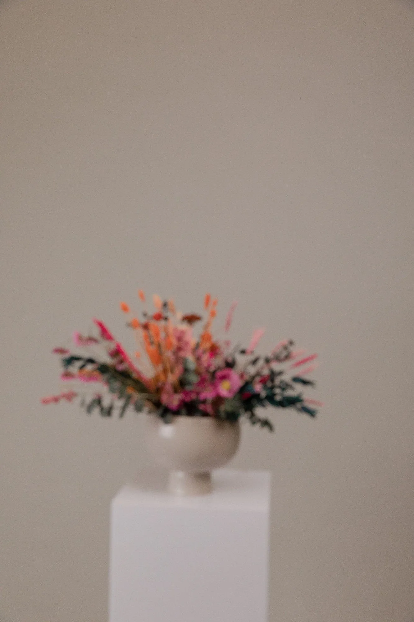 Dried Flowers Pink & Orange Shades With Preserved Eucalyptus Loose Flowers Centerpiece and Vase Arrangement