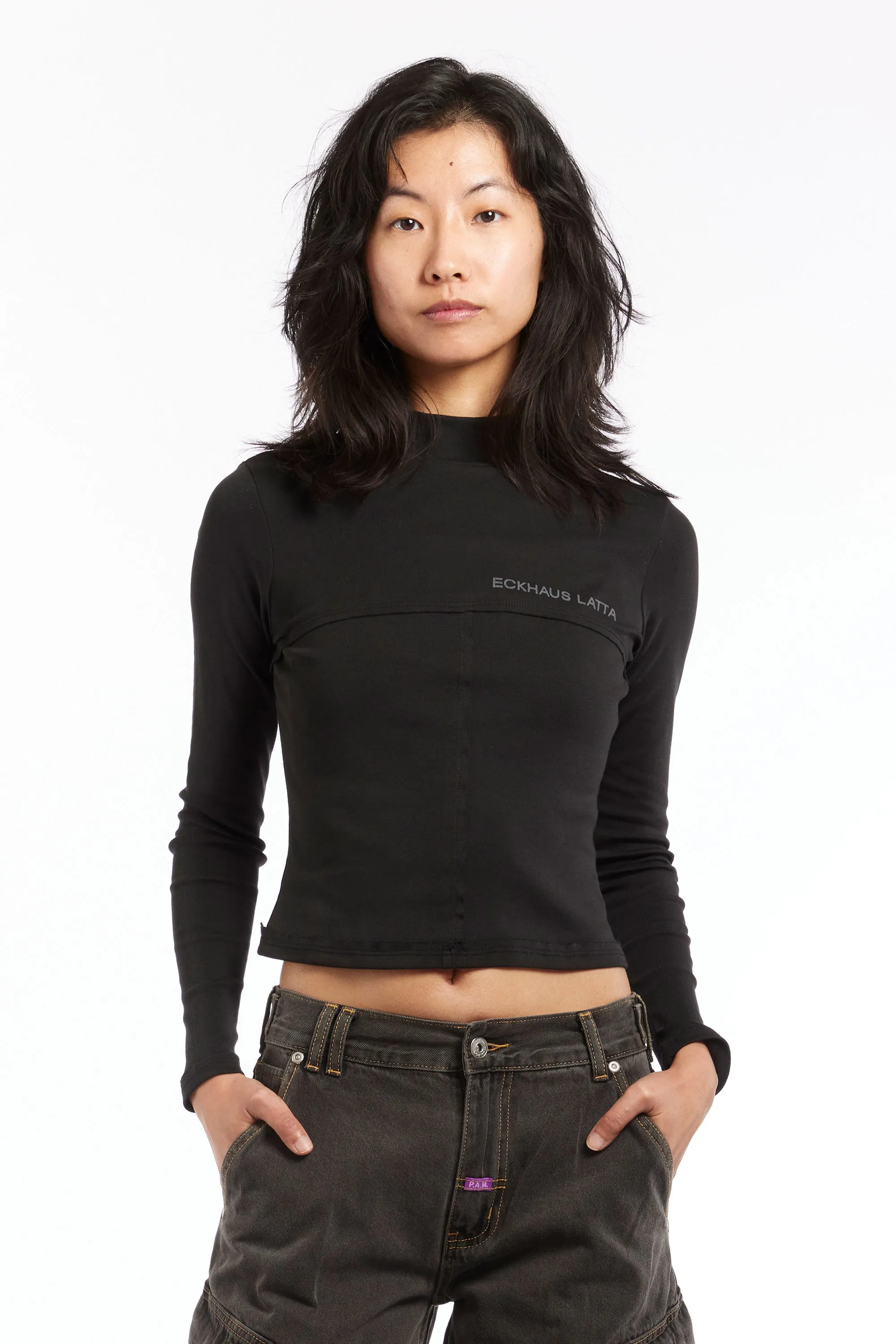 ECKHAUS LATTA - LAPPED BABY TURTLENECK BLACK