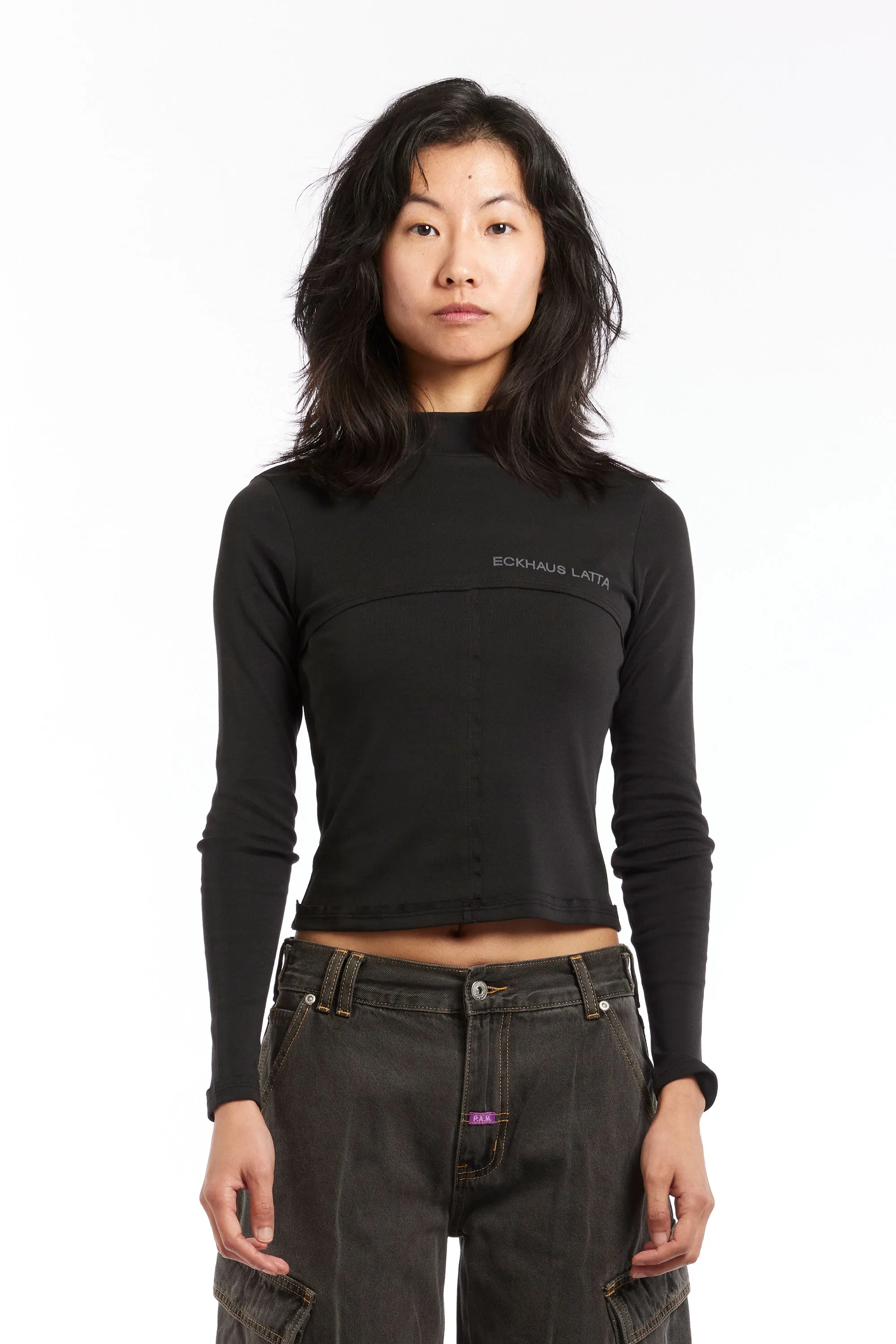 ECKHAUS LATTA - LAPPED BABY TURTLENECK BLACK
